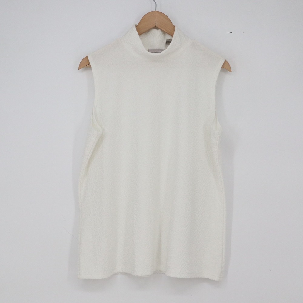 Fashion Bug Top Womens 18/20W Mock Neck White Textured Sleeveless Excellent